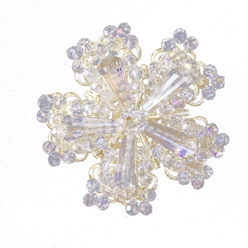Beaded Snow Flowers Materials Design Fashion Handmade Hair Stud Earrings