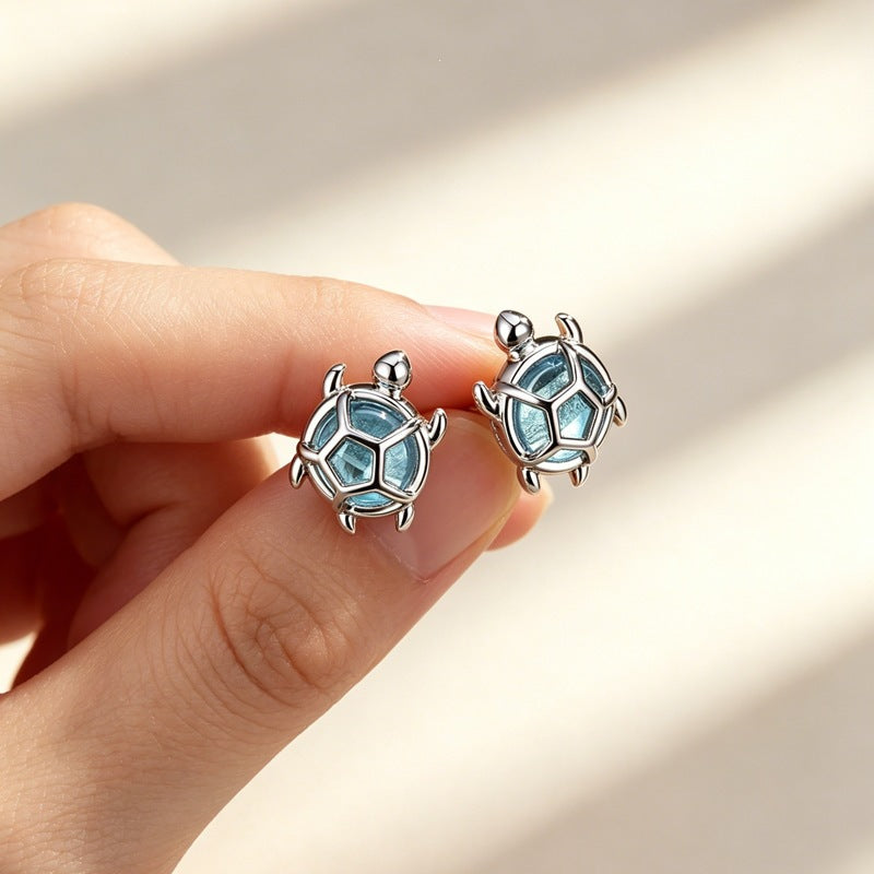 Women's Ocean Style Cute Turtle Small Delicate Stud Earrings