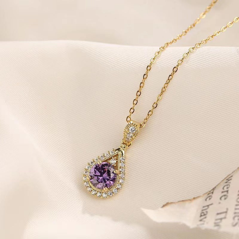 Women's Zircon Ornament Purple Light Luxury Clavicle Necklaces