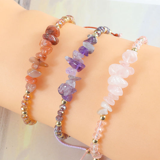 Women's Color Crystal Gravel Wrist String Simple Chain Bracelets