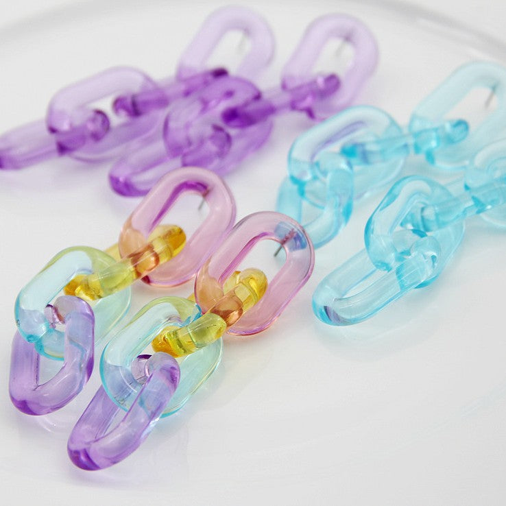 Transparent Jelly Connecting Shackle Trend Atmosphere Fashion Earrings