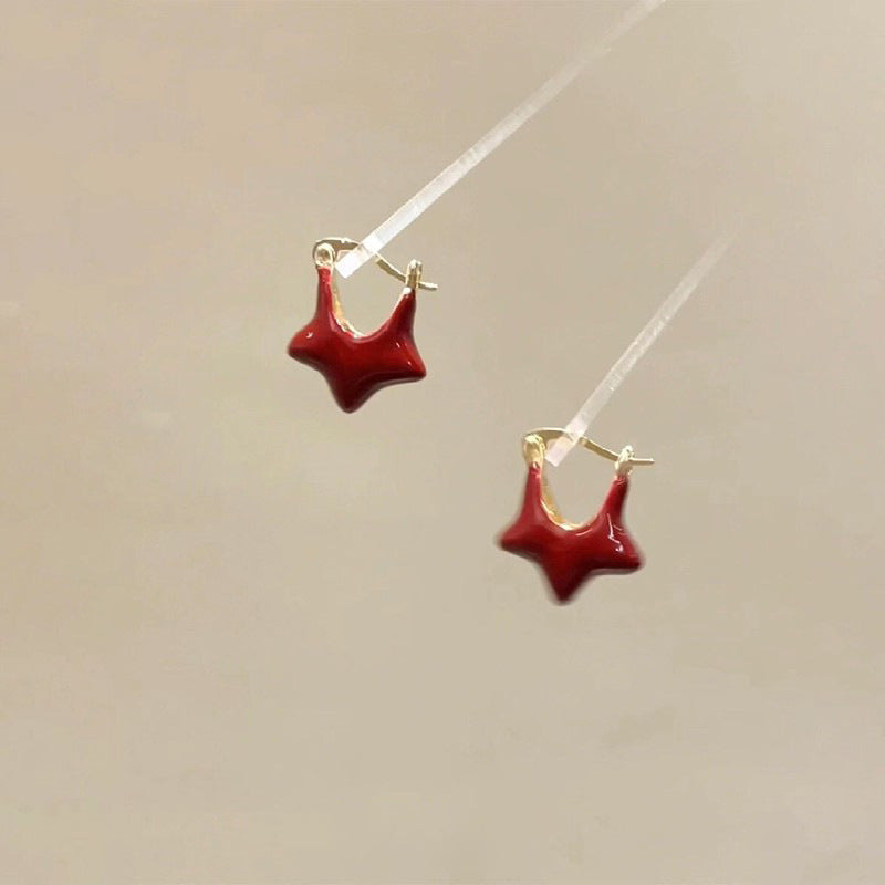 Red Unique Design Fashionable Light Luxury Premium Stud Earrings