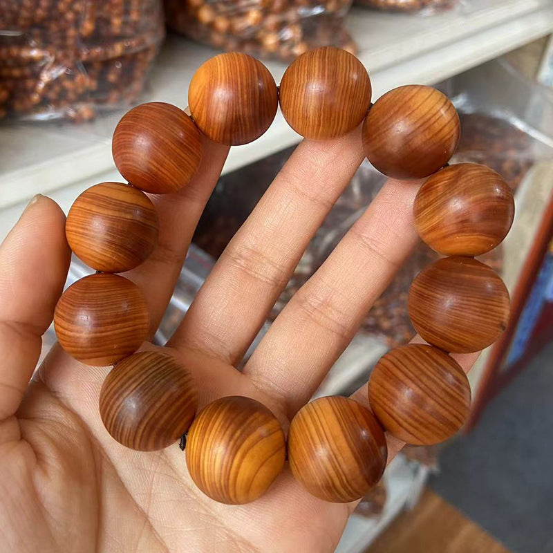 Black Oil High Density Wooden Prayer Beads Gentiana Pattern Bracelet