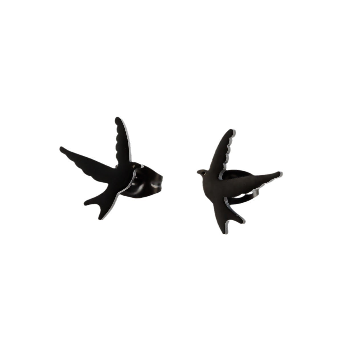 Small Animal Cat Plaid Bird Ear Geometry Stud Earrings