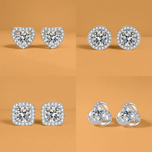 Zircon Sier Needle Love Moissanite Simulation Geometric Earrings