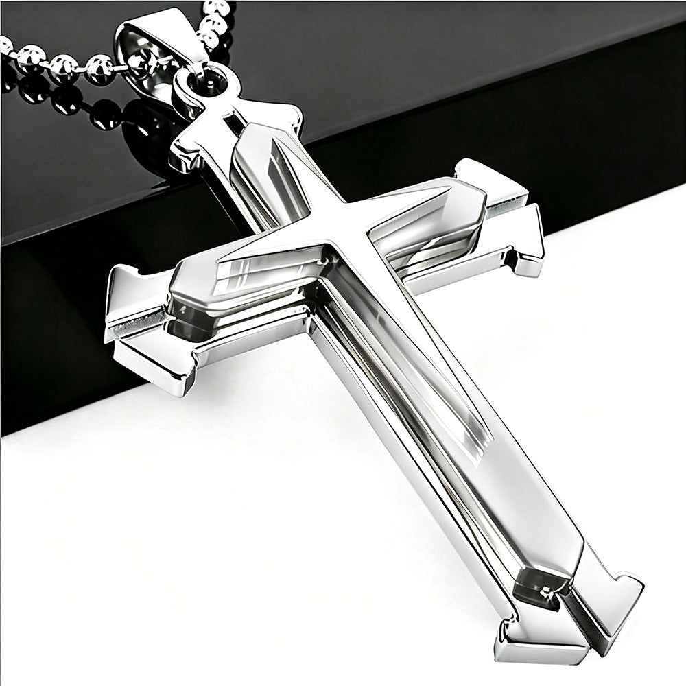 Men's Cross Split With Ball Chains Pendants