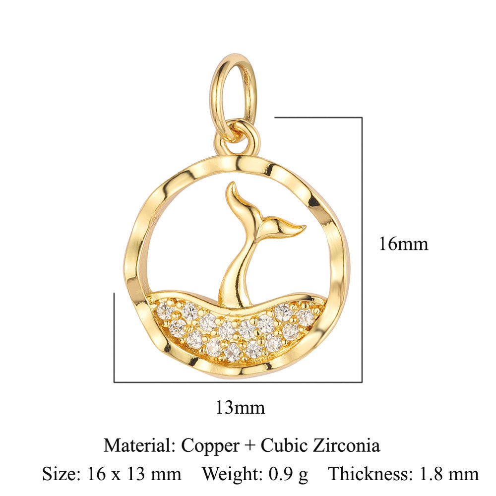 Snake Small Fish Copper Zircon Whale Tail Pendants