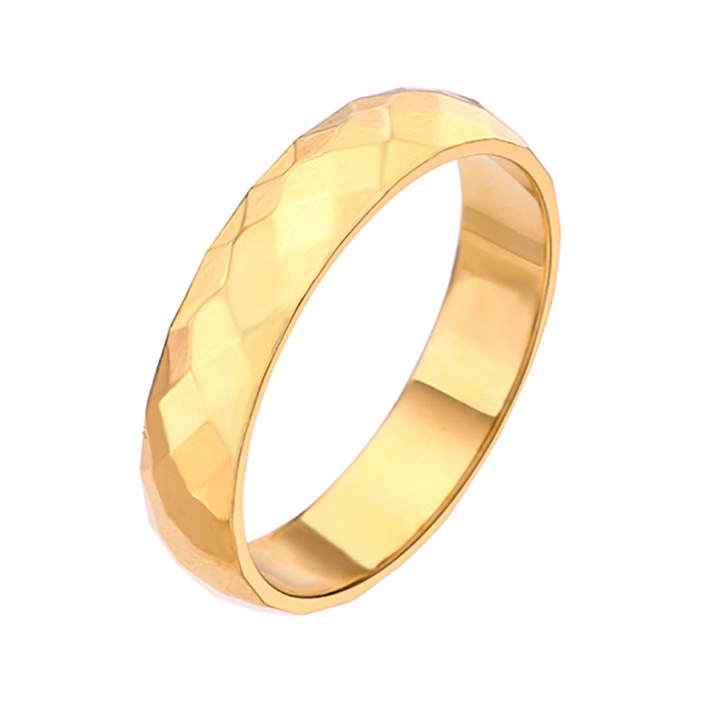 Design Sense Minority Simple Stainless Steel Wheat Rhombus Batch Flower Rings
