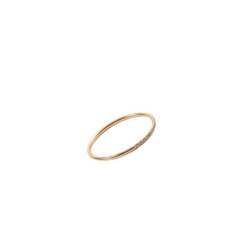 Women's Simple Temperament Basic Diamond Titanium Steel Gold Bracelets