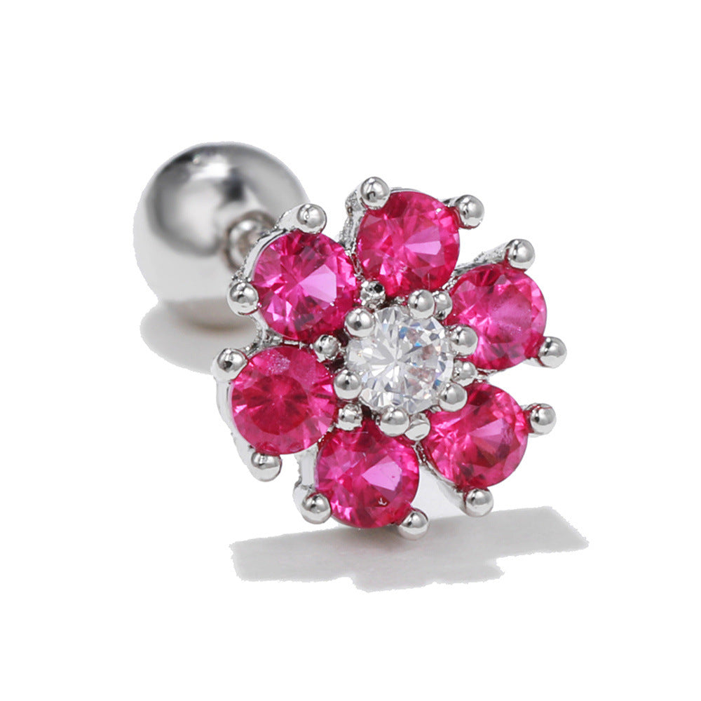Style Retro Two-color Flower Ear Bone Gold Rings