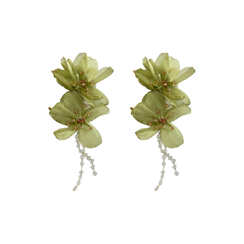 Women's Flower Shell Tassel Light Luxury High-grade Earrings