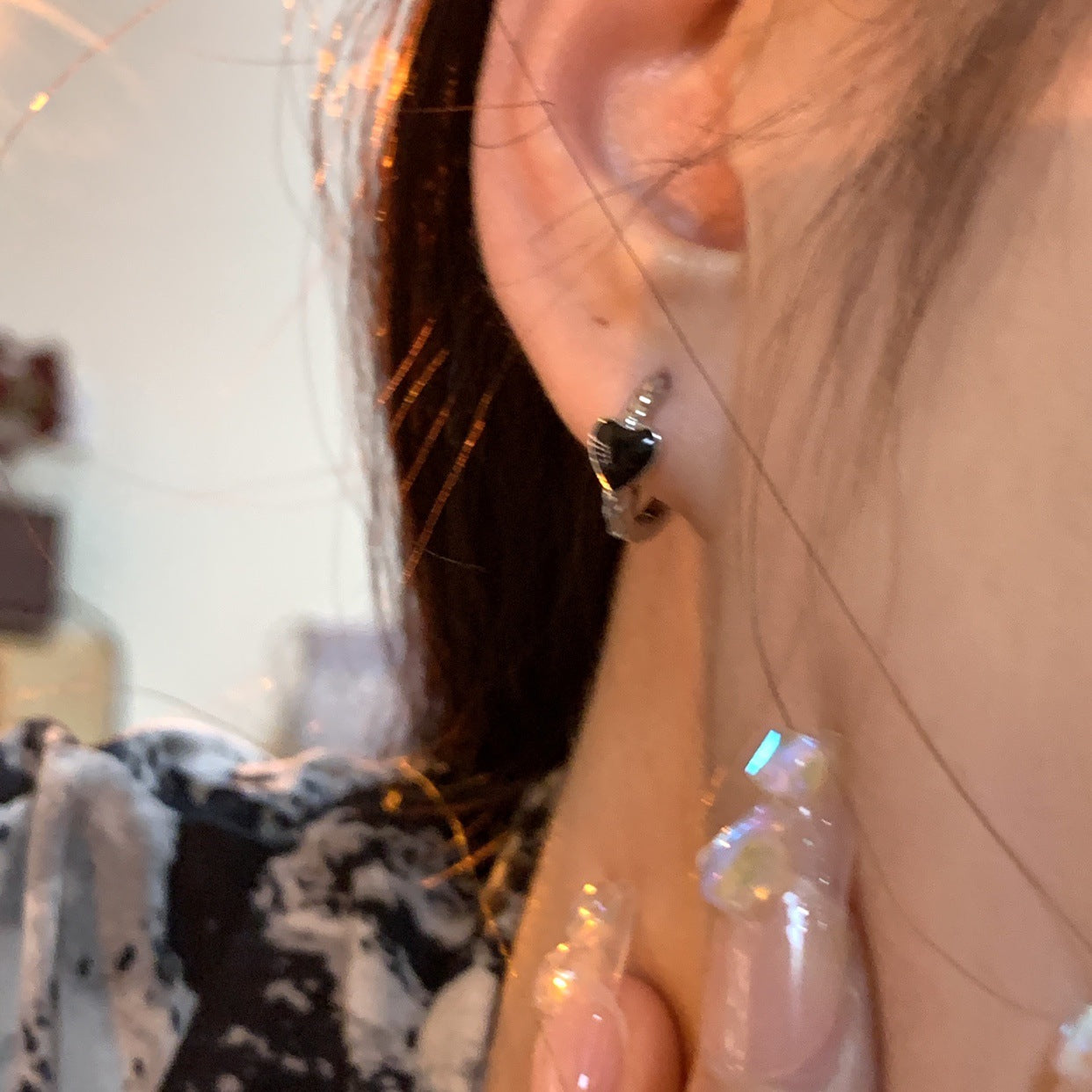 Women's Before Sleep Dark Love Heart Female Niche Design Advanced Stud Earrings