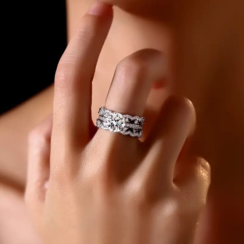 Luxury Inlaid Zircon Female Advanced Style Ring