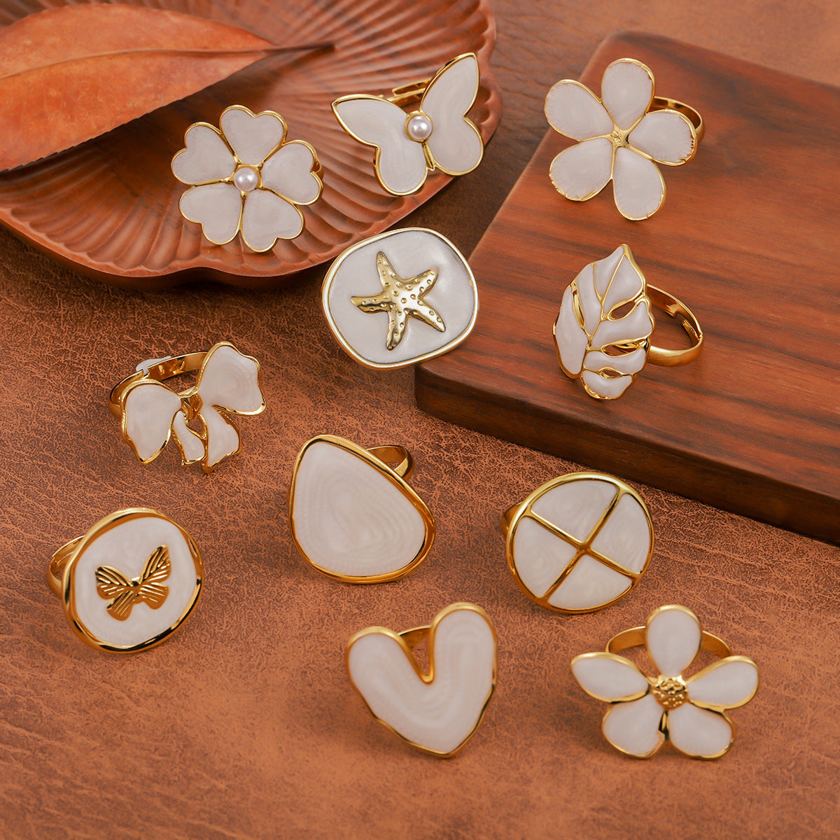 Stainless Steel Enamel Drop Oil Elegant High Sense Design Rings