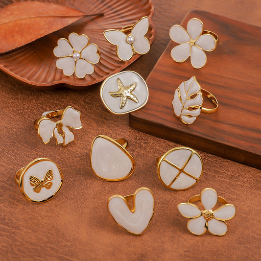 Stainless Steel Enamel Drop Oil Elegant High Sense Design Rings