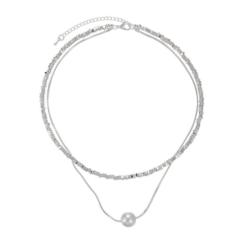 Women's Sier Pearl Summer Design Clavicle Chain Necklace