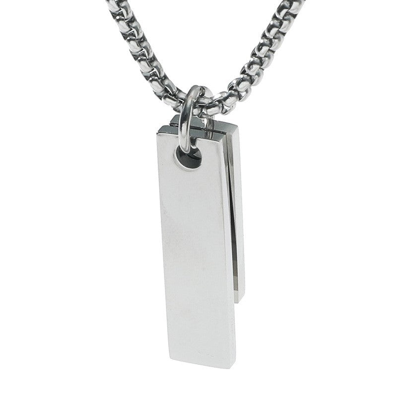 Steel Two-color Glossy Double Fashionable Simple Double-sided Necklace