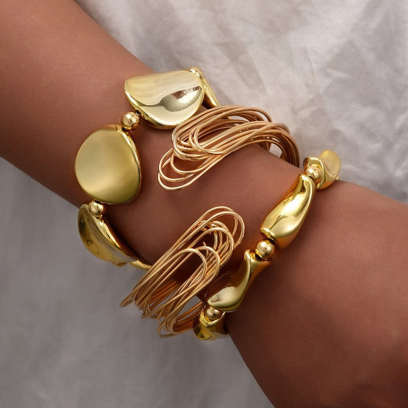 Leaves Glossy Irregular With Personality Stripes Bracelets