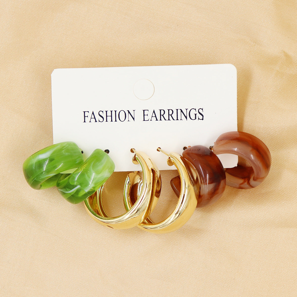Women's Color Resin Leopard Print Pairs Retro Fashion Earrings