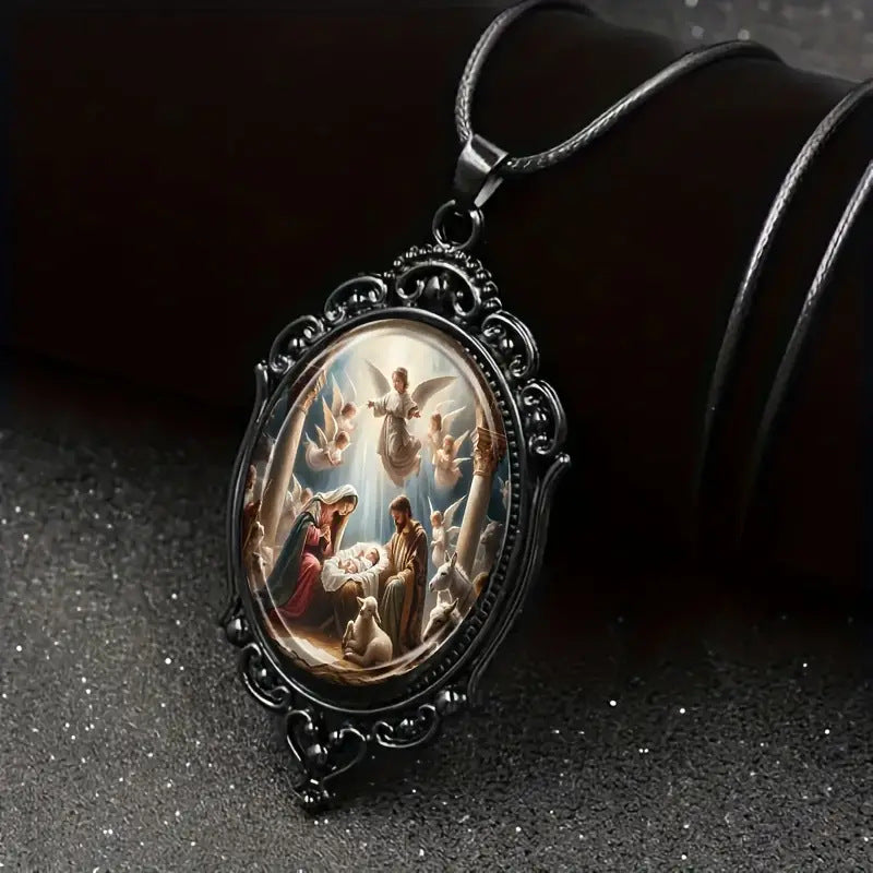 Elegant Classic Retro Oval Glass Simple Necklace