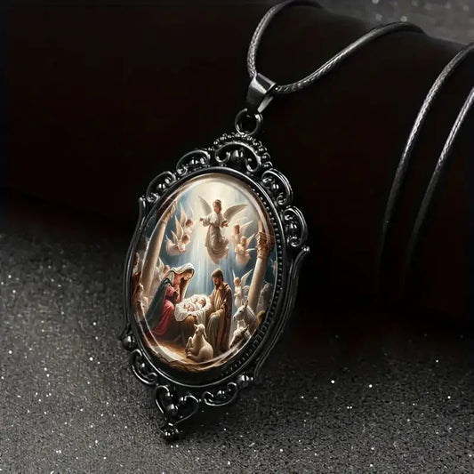 Elegant Classic Retro Oval Glass Simple Necklace