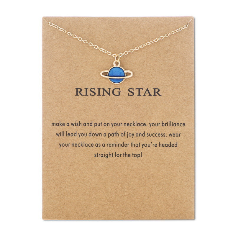Starry Sky Series Drop Oil Saturn Earth Necklace