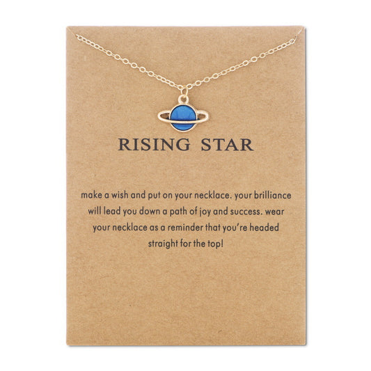 Starry Sky Series Drop Oil Saturn Earth Necklace