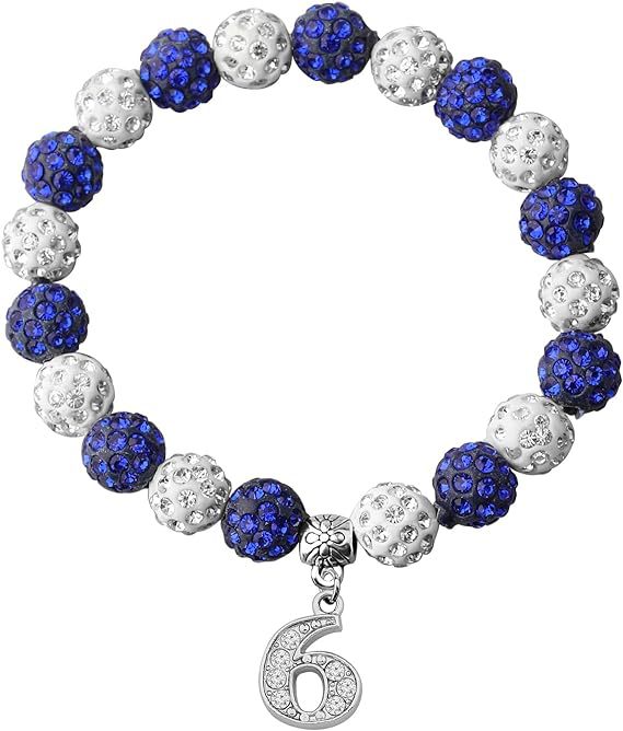 Rhinestone Round Beads Elastic Silk Beaded Metal Bracelet
