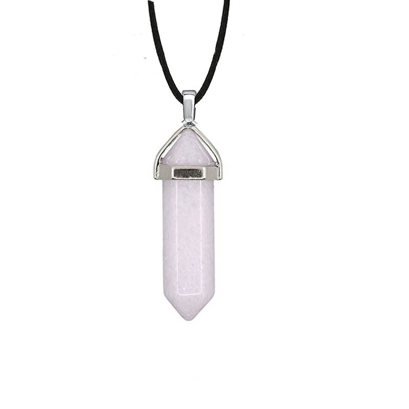 Natural Crystal Hexagon Prism Double Pointed Necklaces