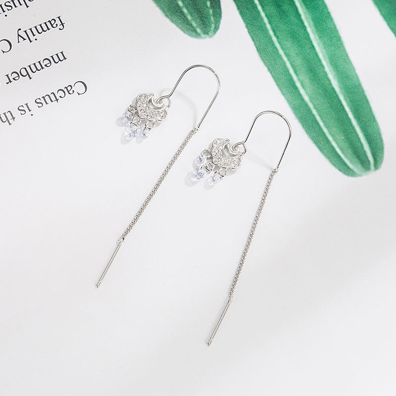 Women's Design Zircon Tassel Safety Lock Fashionable High-grade Earrings