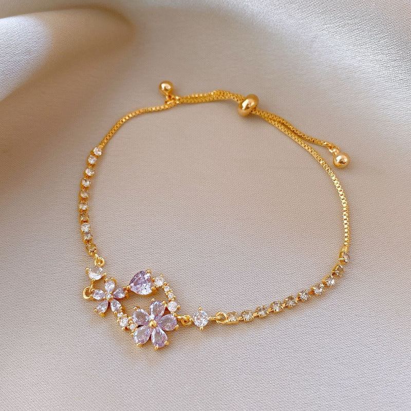 Women's Heart-shaped Zircon Adjustable Simple Fashion Light Luxury Bracelet