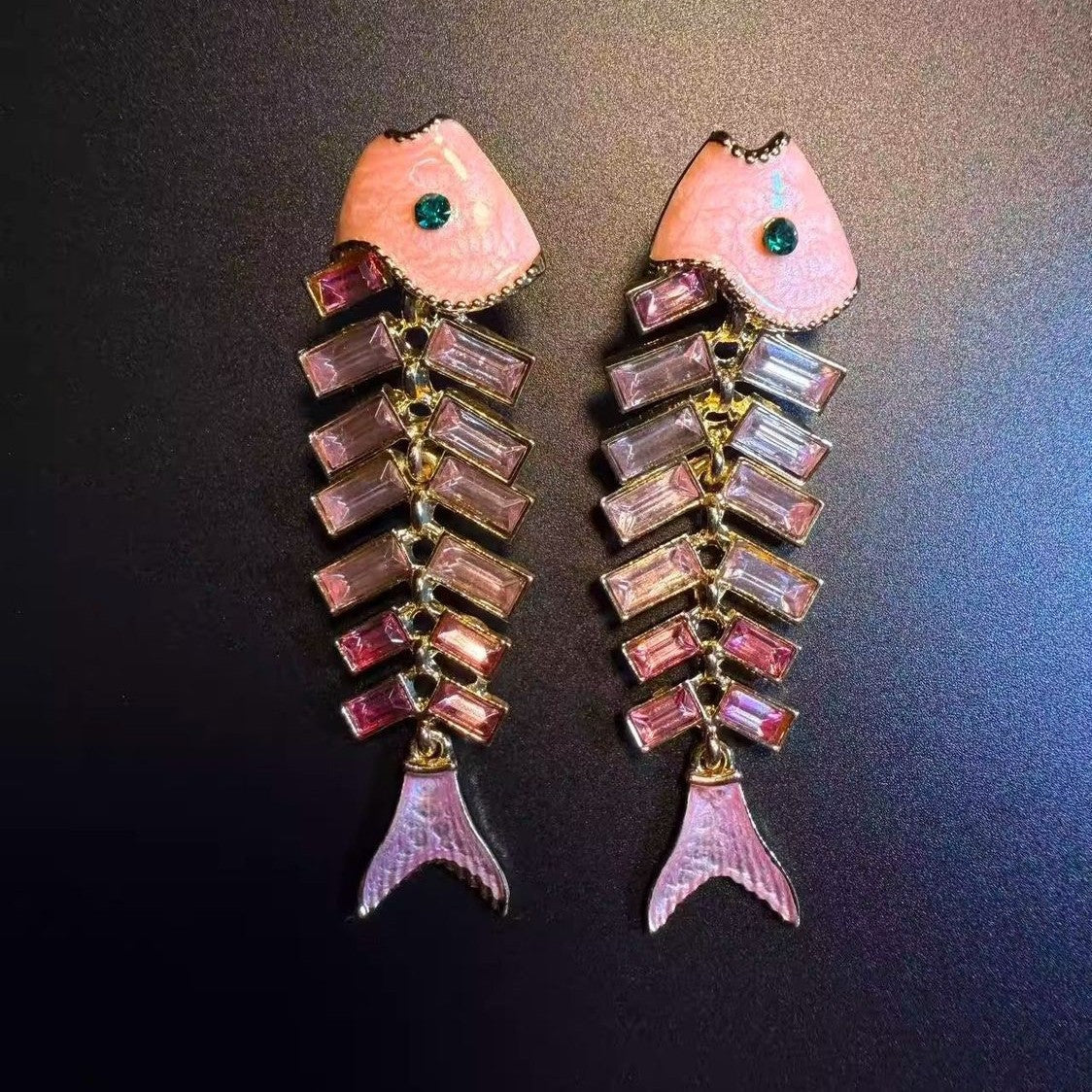 New Blooming Olive Vintage Pink Fishbone Stud Earrings