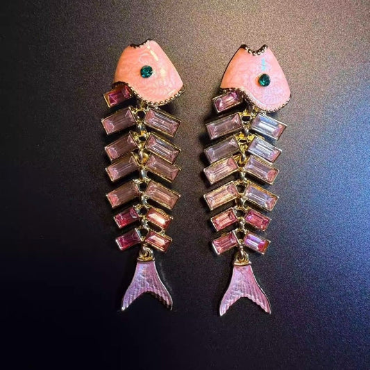 New Blooming Olive Vintage Pink Fishbone Stud Earrings