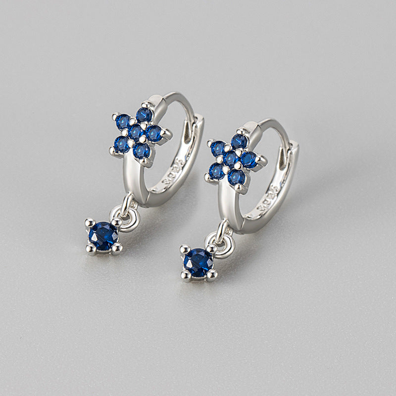 Multicolor Zircon Plum-shaped Personality Fashion Flower Ear Buckle
