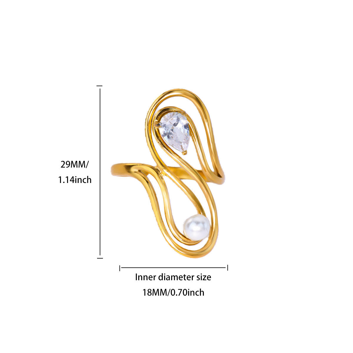 Women's Gold-plated Stainless Steel Geometric High-grade Open Ring
