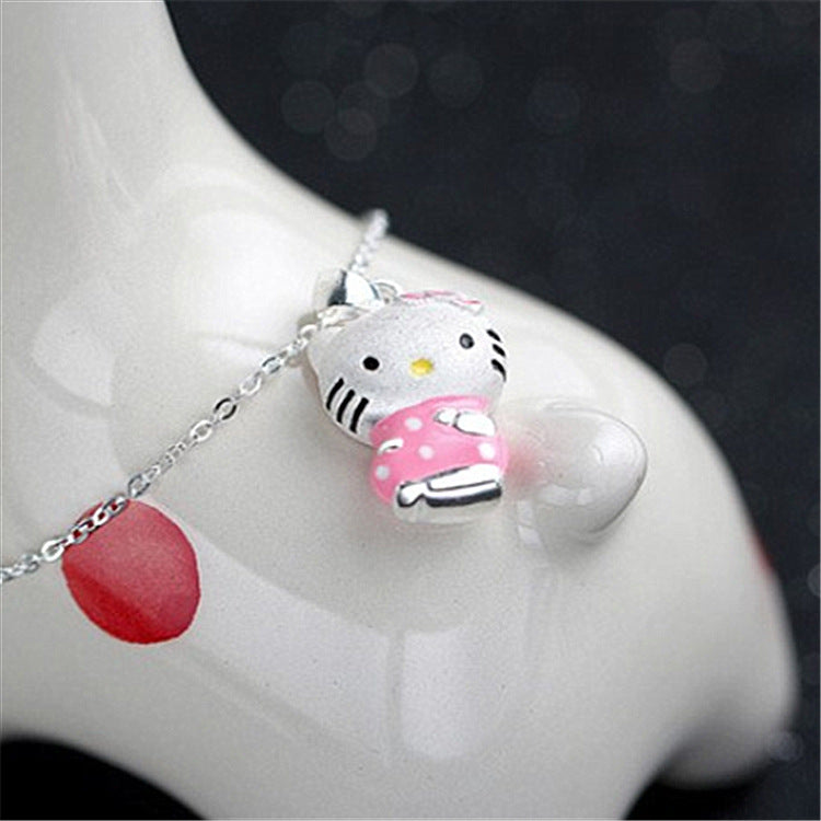 Women's Elegant Cute Cat Pink Epoxy Necklaces