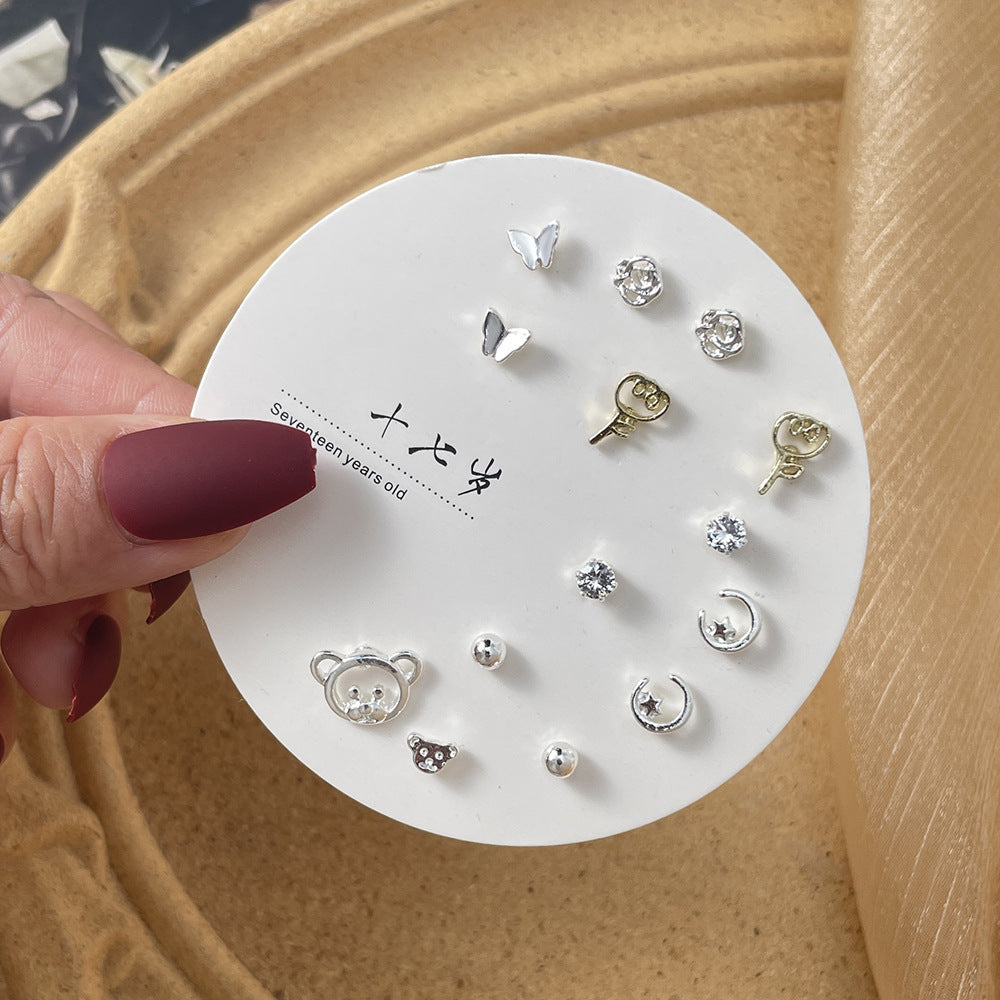 Elegant Pearl Niche Female Sier Pin Four Leaf Clover Stud Earrings