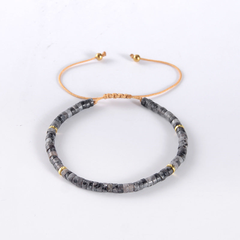 Natural Stone Spacer Beads Beaded Weave Boho Bracelet