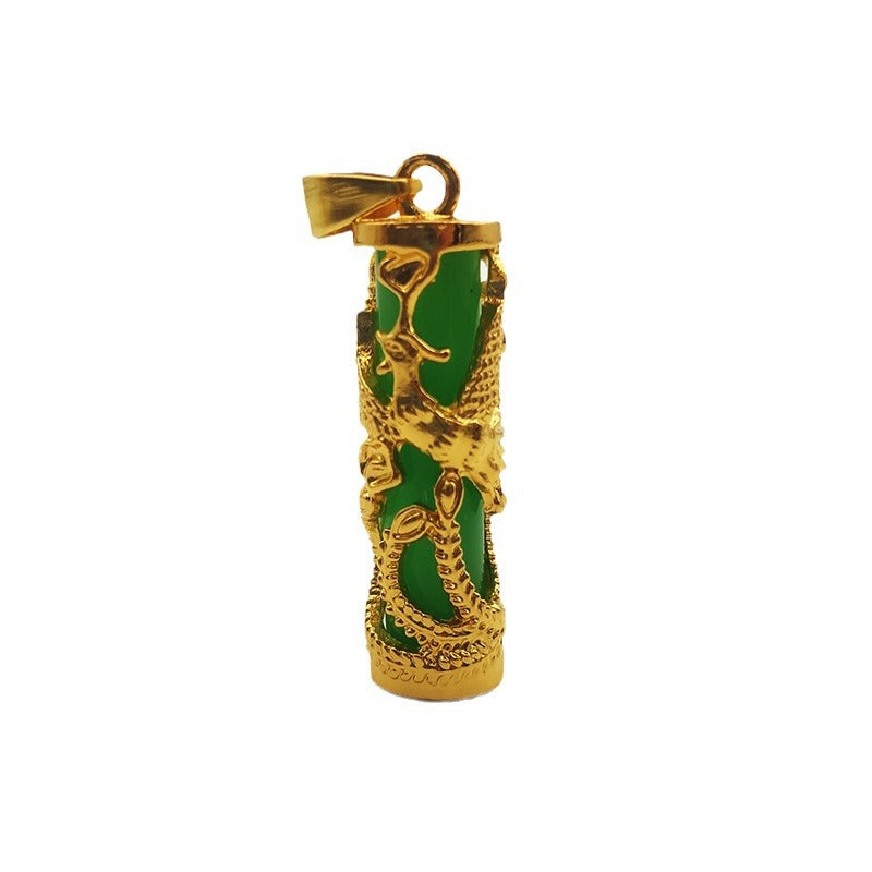 Women's & Men's Luminous Stone Phoenix Pillar Golden Dragon Column Accessories Jewellery Pendants