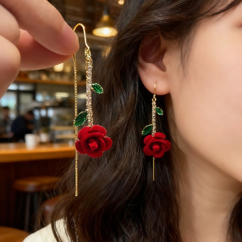 Women's Tassel Fashionable Simple Snowflake Leaves Slim Ear Line