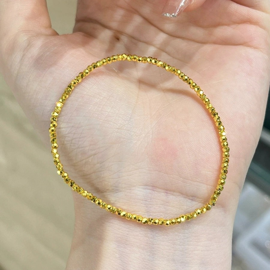 Gold Star River Round Beads Disco Jumping Elastic String Female Bracelet