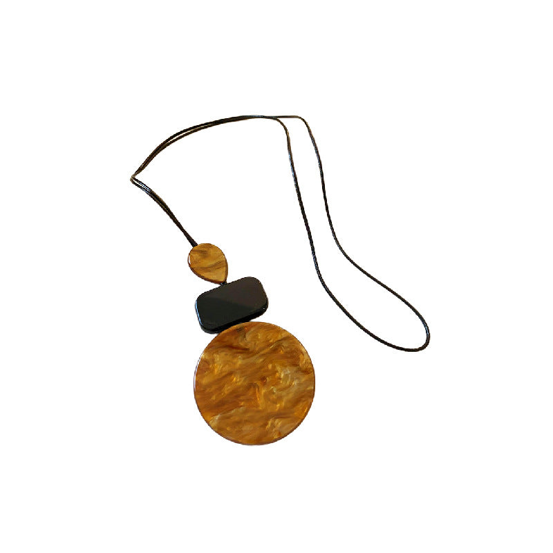 Resin Rendering Leather String Retro High Necklaces