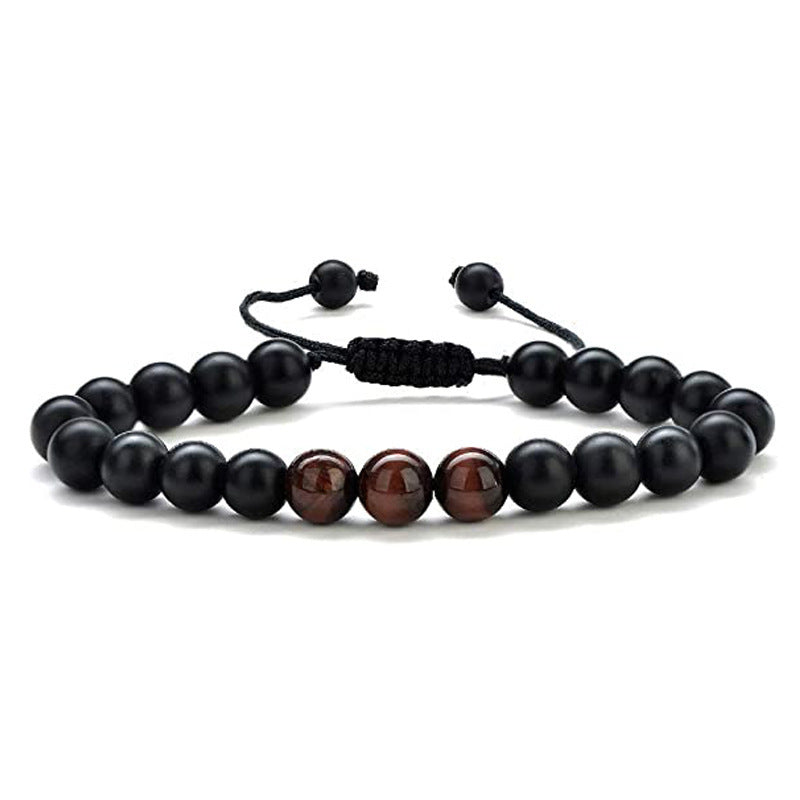 White Turquoise Woven Tigereye Lava Stone Bracelet