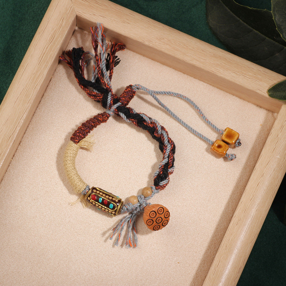 Women's Retro National Trend Versatile Artistic Woven Chinese Bracelet