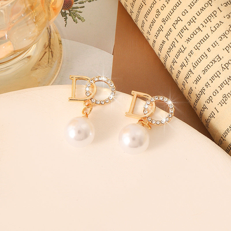 Korean Style Simple Vintage Pearl High-grade Ear Tassel Female Niche Earrings
