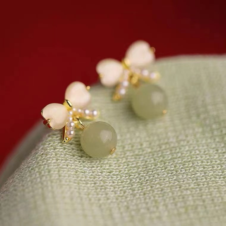 Luxury Gentle Temperament Opal Bow Female Earrings