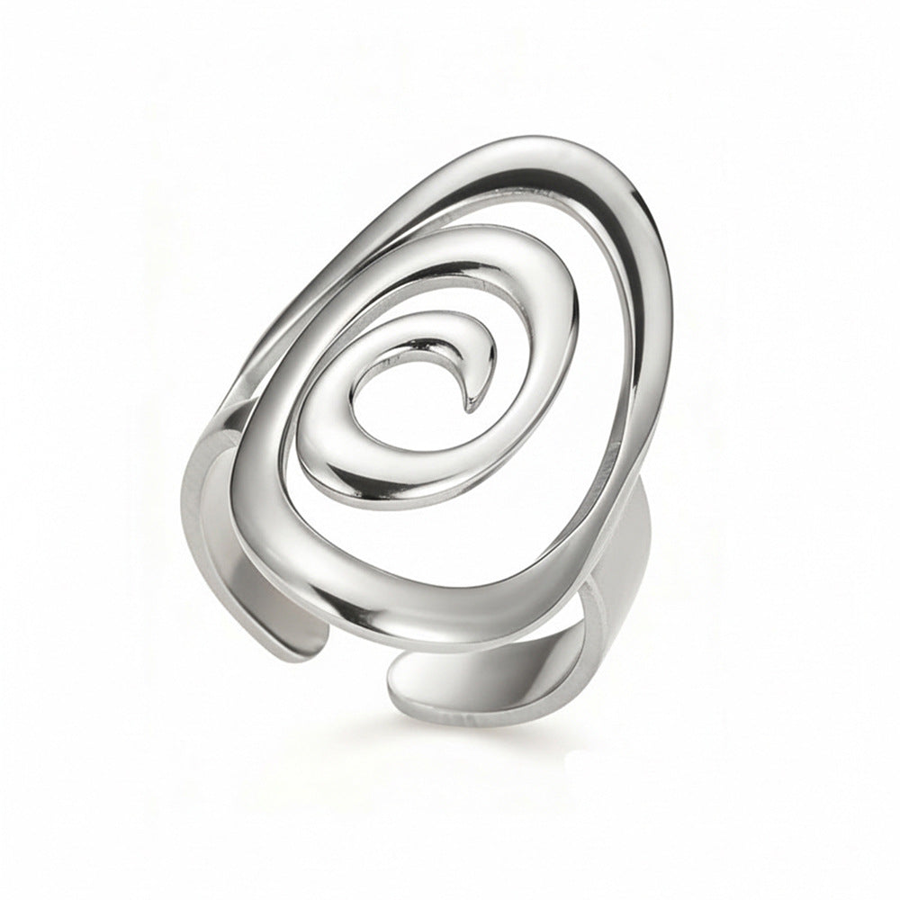 Stainless Steel Cold Wind Hollow Geometry Line Open Vacuum Plating Rings