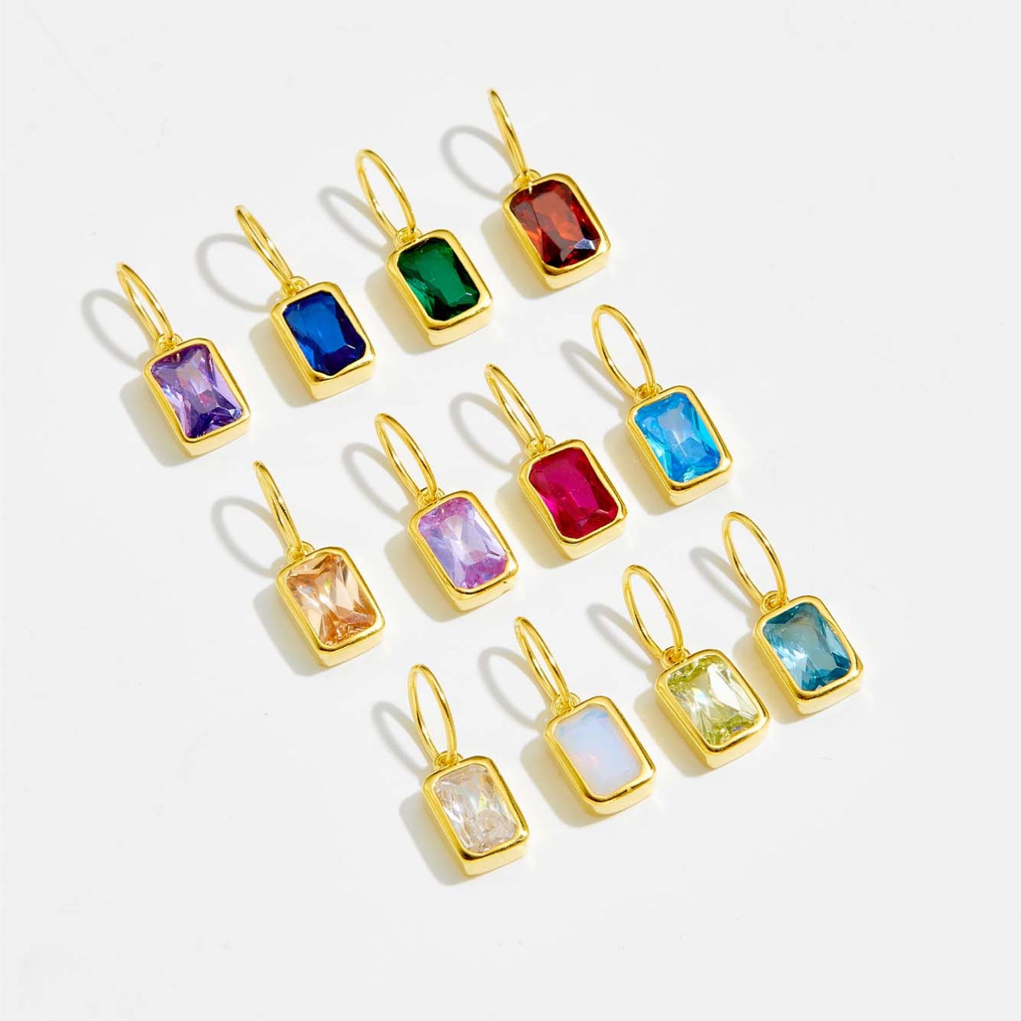 Women's Birthstone Sterling Sier Parts Square Zircon Pendants