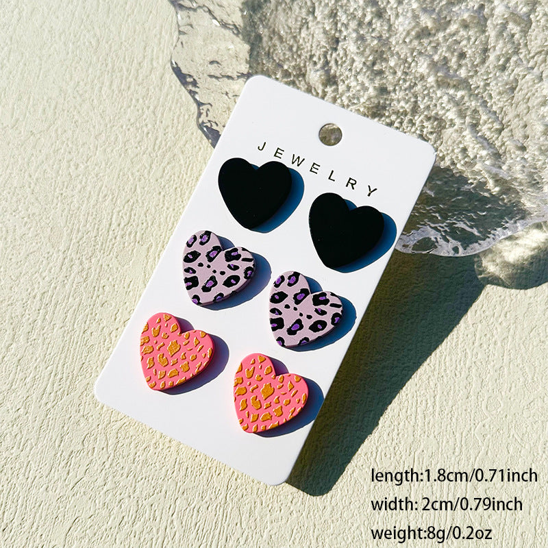 Women's Valentine's Day Denim Love Paint Printing Clay Quality Earrings
