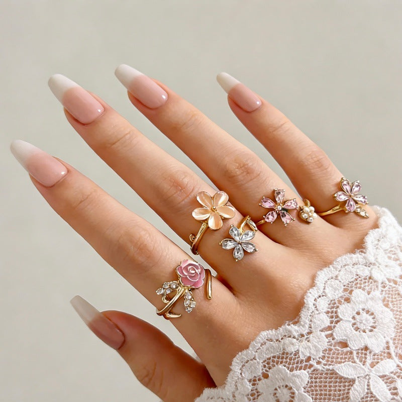 Hand Vintage Metal Geometry Irregular Diamond Ring